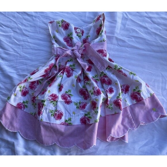 Vintage Blueberi Boulevard Girls Sz 12 Months Floral Dress Pink Red Rose - Picture 16 of 16